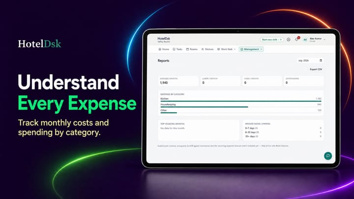 Understand Every Expense — spending and unpaid bills on a tablet.